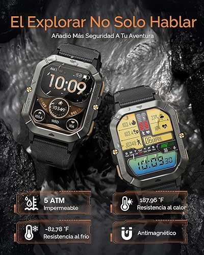 Miniatura 2 de Relojes inteligentes militares para hombres (respuestahacer llamadas), reloj inteligente de fitness de 2.02 pulgadas para Android y iPhone,