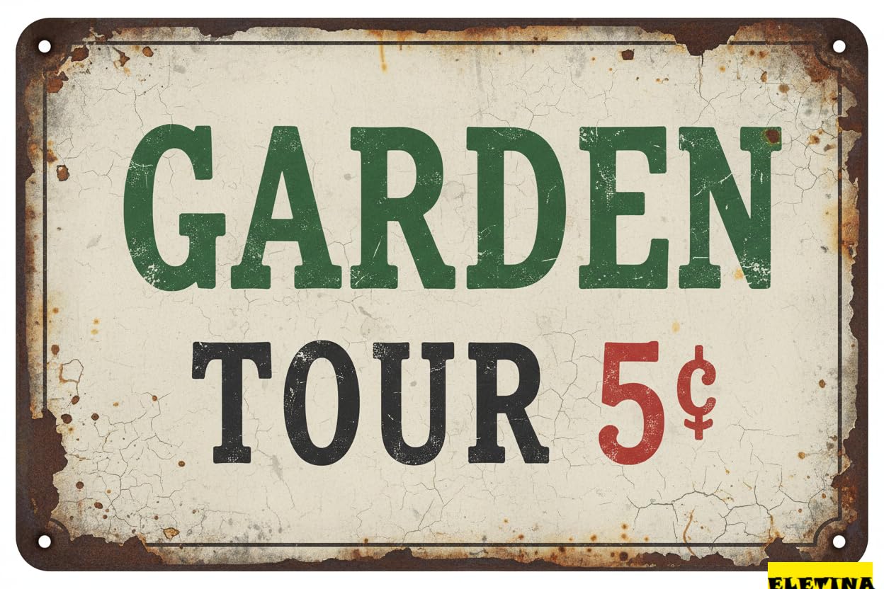 Vintage Metal Tin Sign Garden Outdoor Gardening S Garden Tours 5 Cents Retro Hummingbird Welcome Decorative Flower Cute S Secret Decor Farm Home Decor Wall Gift Women 8x12 Inch Private Property