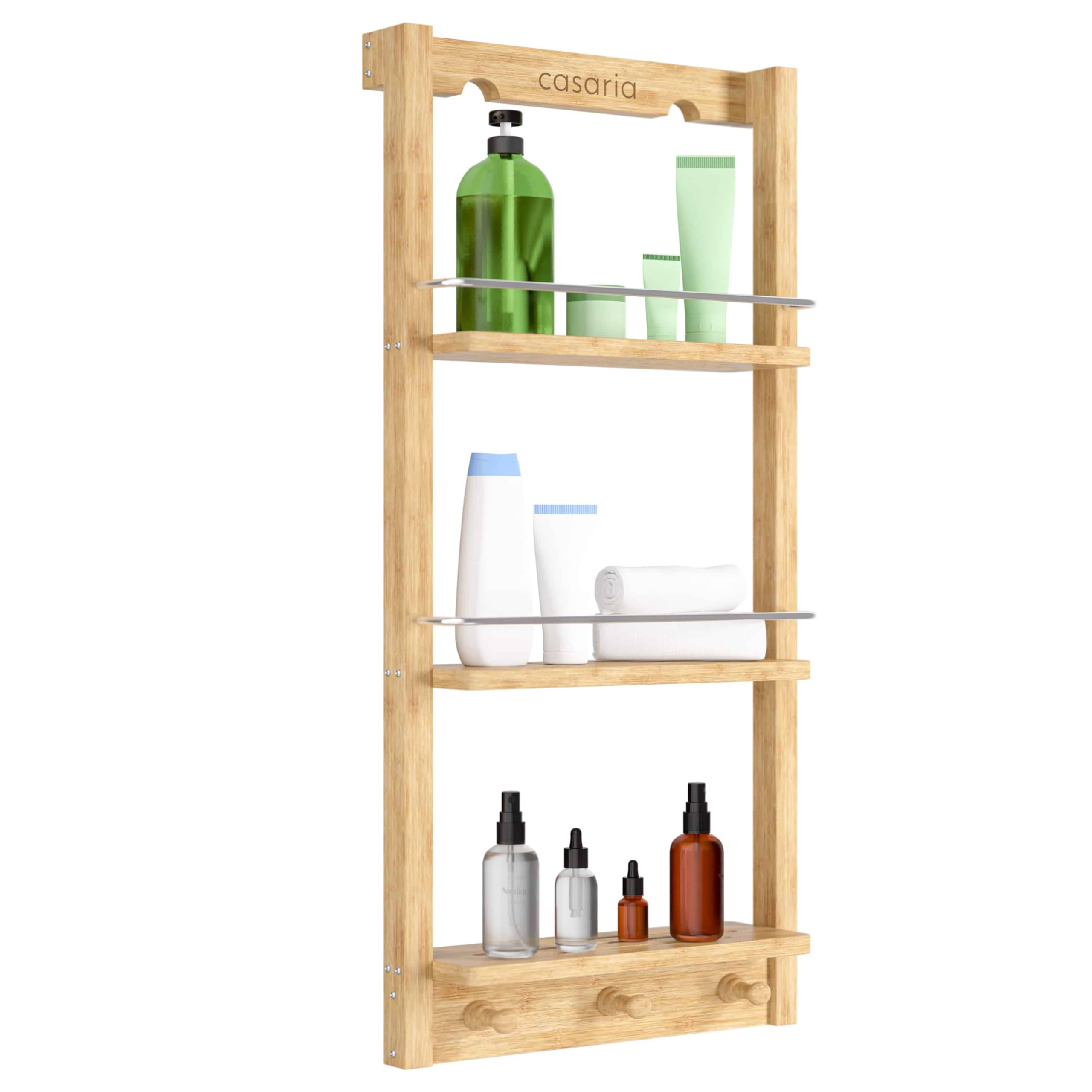 Serviteur de douche en bambou robuste Casaria organiseur premium charge 15kg