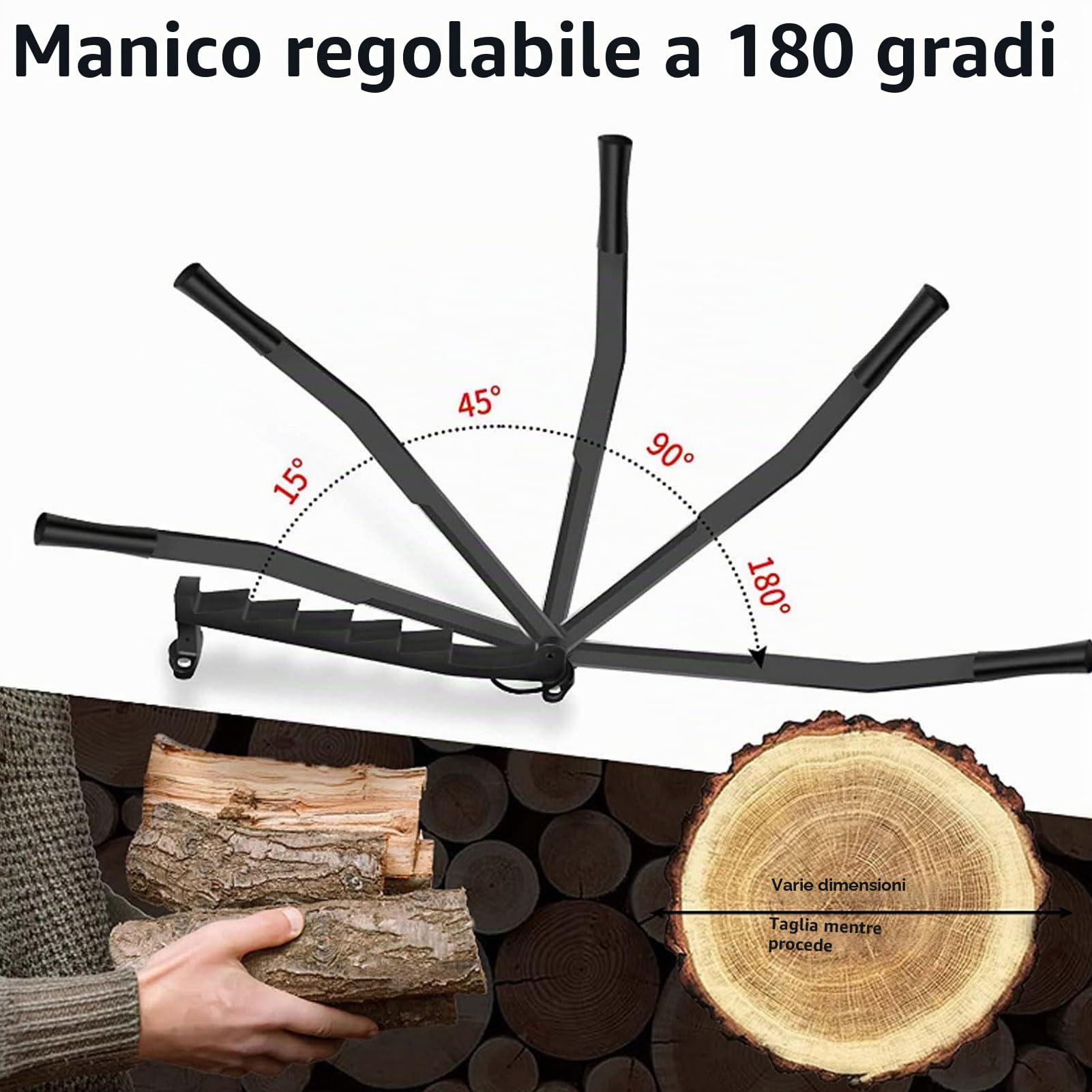 Elprico Spaccalegna Manuale a Parete, Spaccalegna Manuale Portatile in Acciaio Ad Alto Tenore di Carbonio per la Casa (Black)