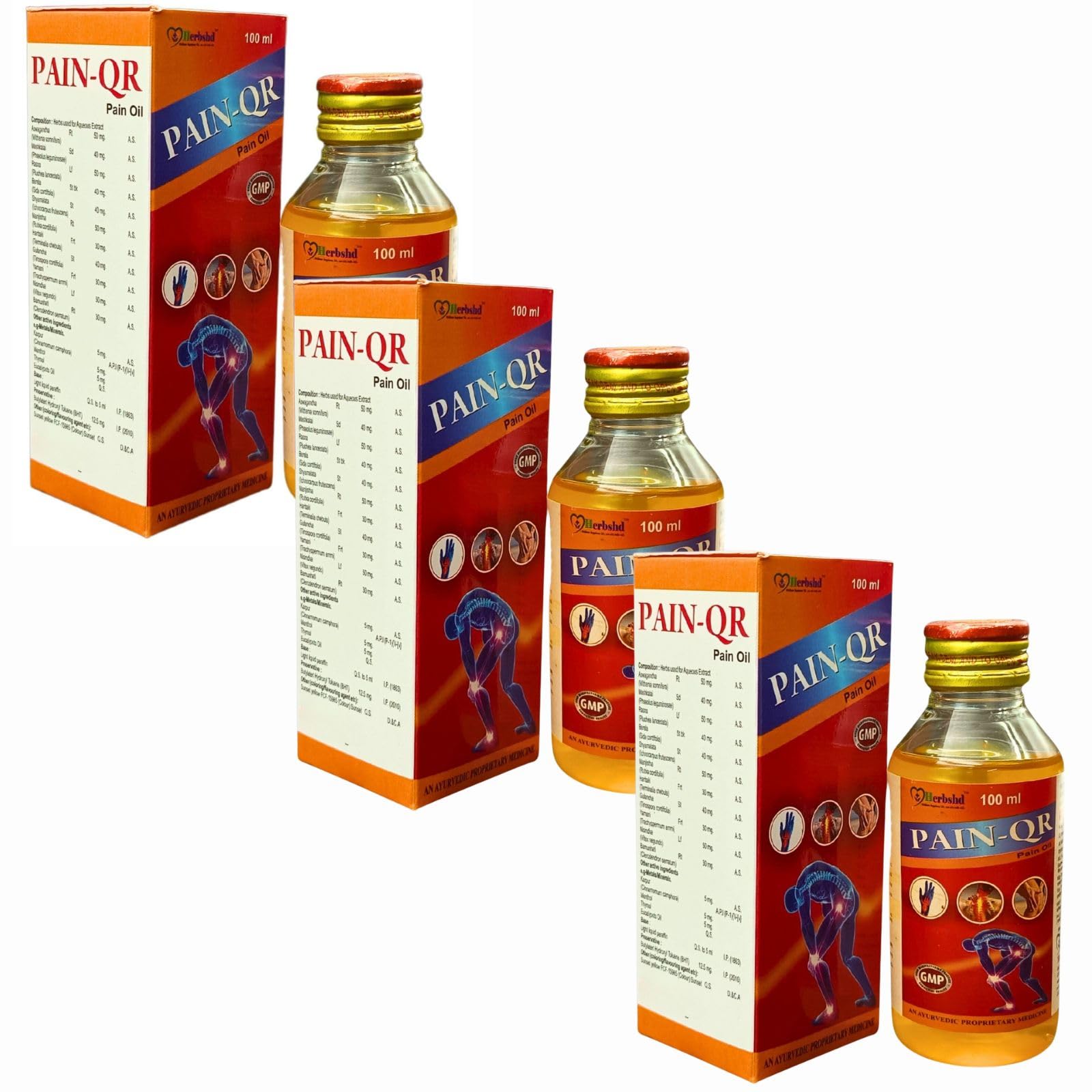 Ayurvedic Pain-QR Oil | Pain relief | 100ml | Pack of 3 (Sunset yellow, 3) (B0CPDZQQGV) Amazon Price History, Amazon Price Tracker