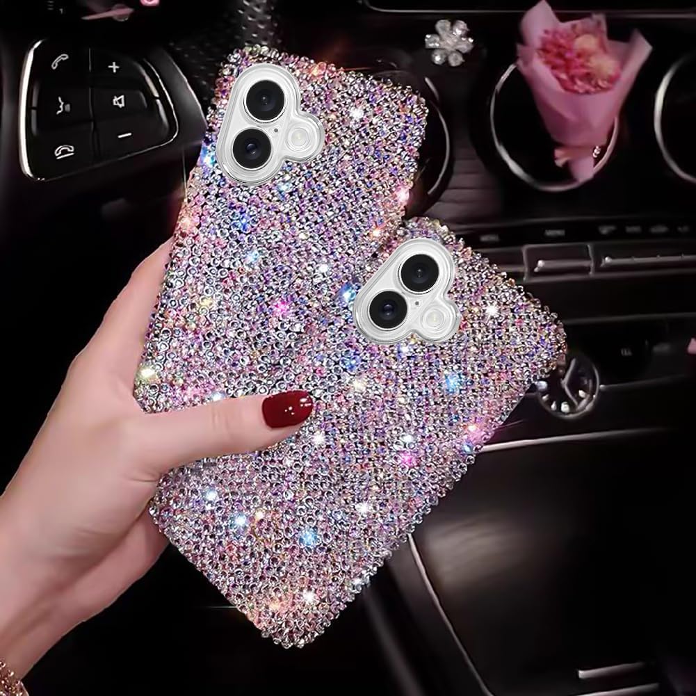 Bling Designer for iPhone 16 Plus Case, Glitter Rhinestones Phone Case with More Than 800 Super Shiny Rhinestones,Luxury Sparkly Hard Back Cover for Women Girls - Image 3