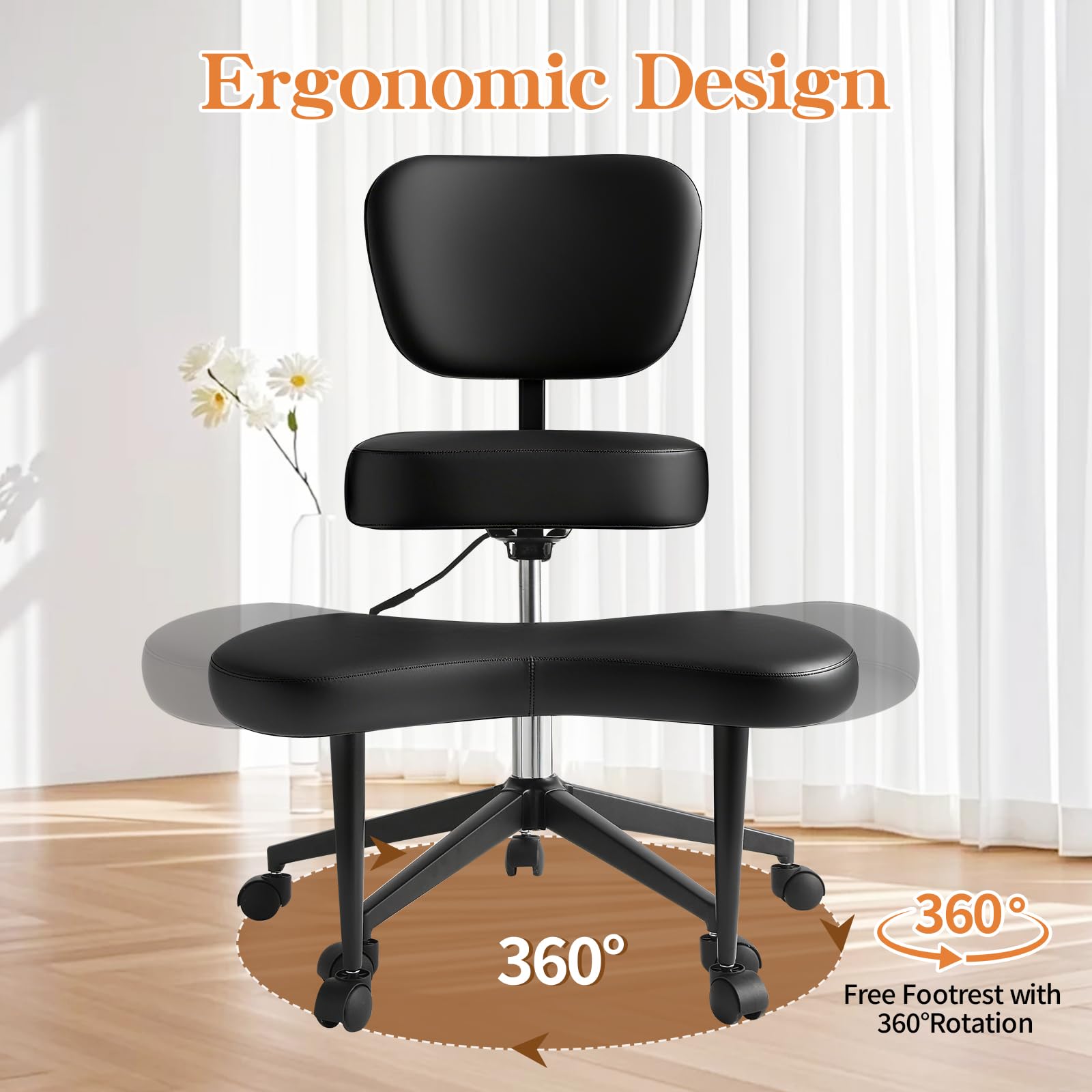 Chaise de méditation ergonomique pour plusieurs positions assises, chaise de TDAH, avec soutien lombaire et roulettes, hauteur réglable, chaise genoux, idéale pour les amateurs de yoga, chaise de