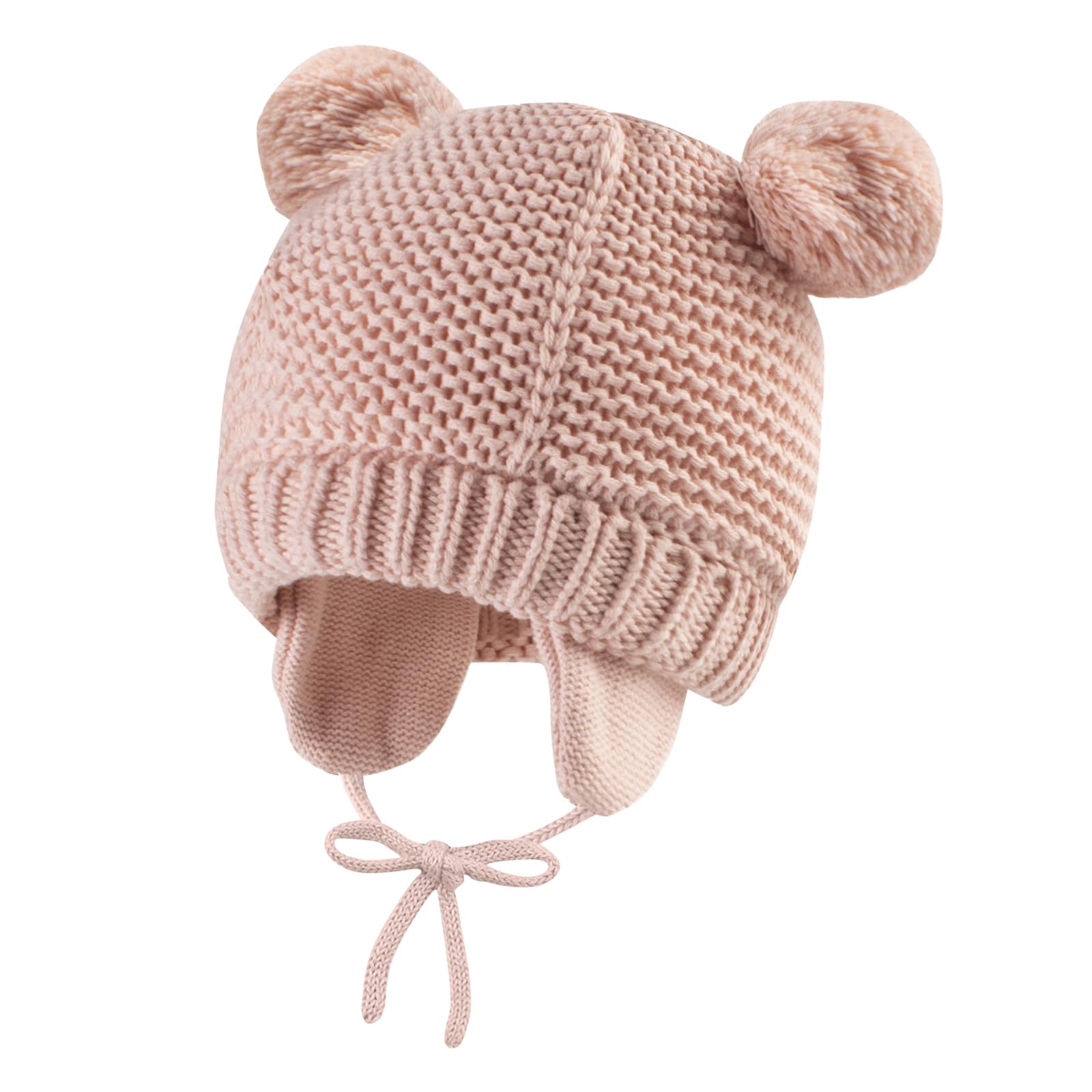 BAVST Cappello Invernale In Maglia Per Bambini 0-2 Anni – Con Paraorecchie E Design Orsetto, Morbido E Caldo