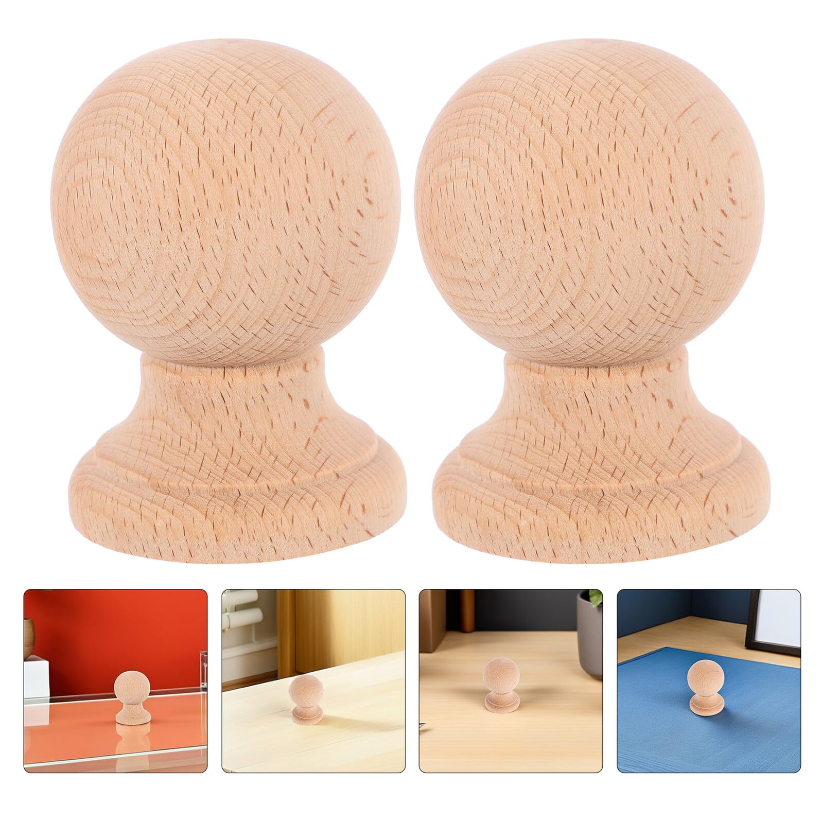 GLSTOY Remate de Madera Dura Redondo para Postes y Columnas, Tamaño 6x4 Cm, 2 Piezas sin Pintar, Decoración Clásica Estilo Columna Romana para Muebles, Escaleras y Vallas Exteriores — view 9