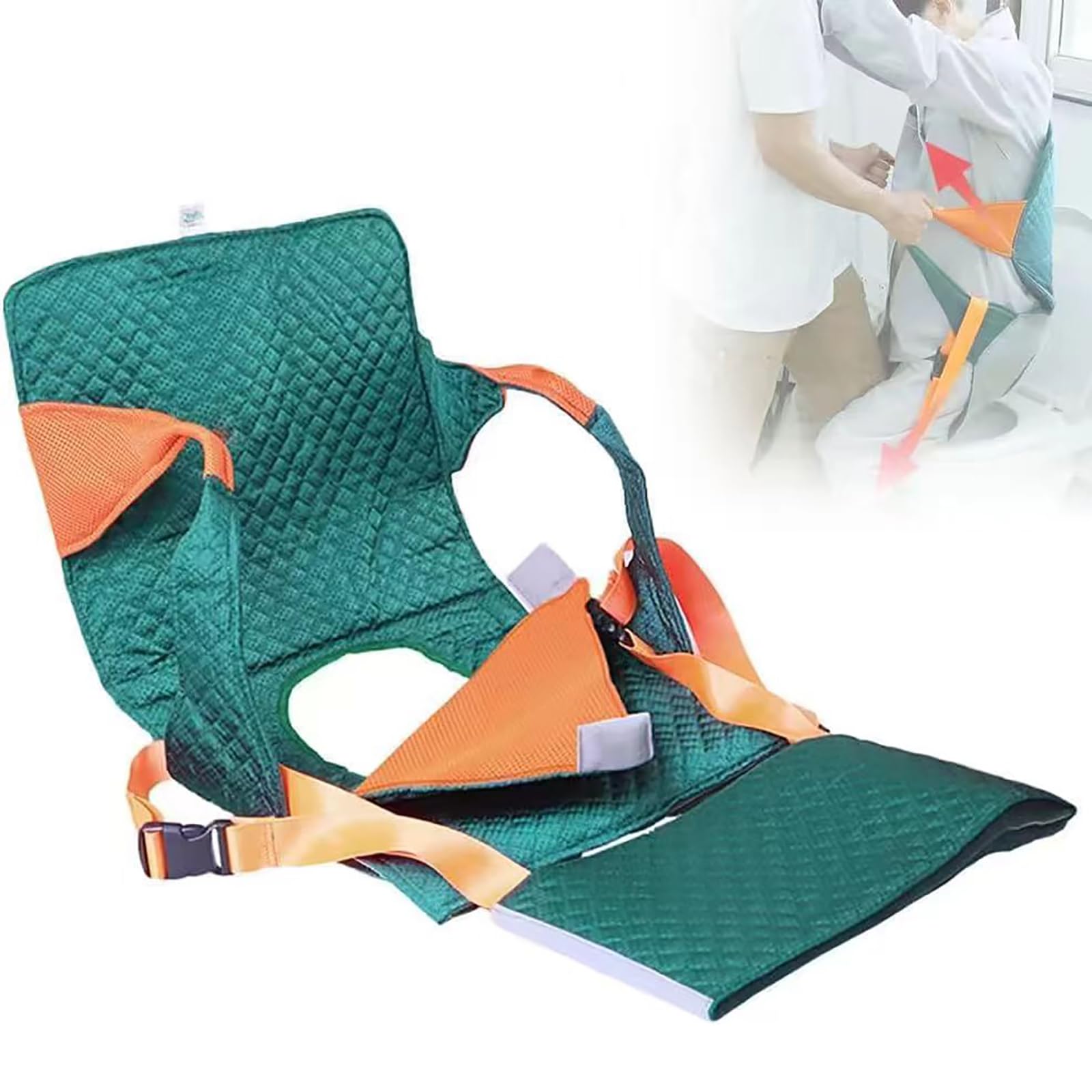 COYEUX Ayuda para Girar a Personas Mayores Encamadas Manta De Transferencia, con Cinturón De Seguridad, Diseño con Orificio para El Inodoro Y Cojín Extraíble, Almohadillas Ajustables para Las Piernas