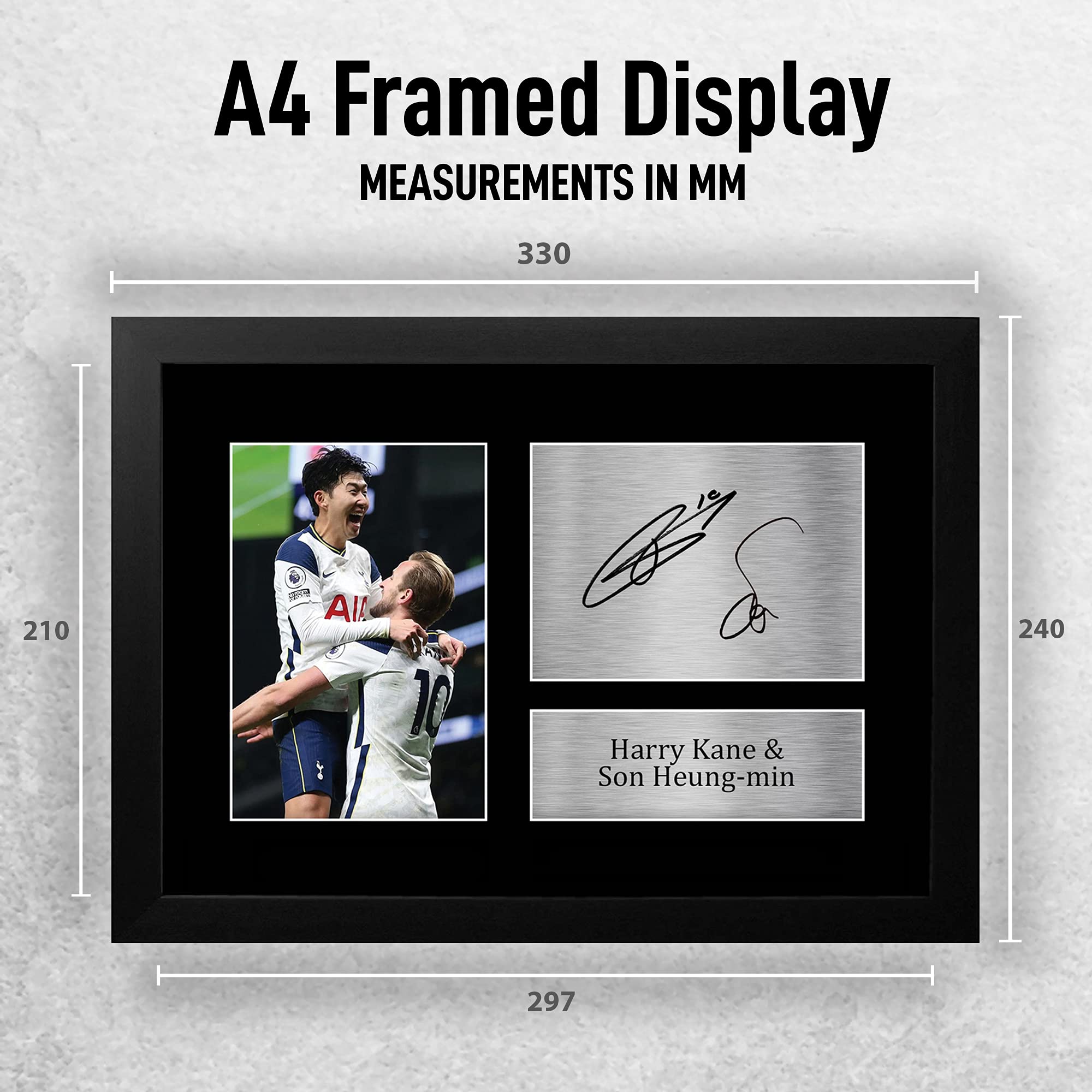 Harry Kane & Son Heung-min Autografata Foto A4 Cornice Regalo Calcio