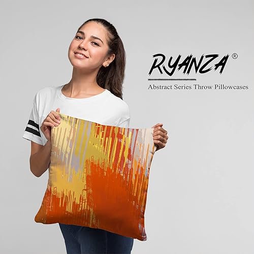 Miniatura 2 de RYANZA Juego de 2 fundas de almohada de arte abstracto de 16 x 16 pulgadas, cuadradas, decoración del hogar, fundas de almohada decorativas para