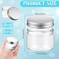 Vista 2 de Dandat 80 tarros de plástico transparente de 4 onzas con tapas de rosca, recipientes de almacenamiento recargables para cocina y uso doméstico