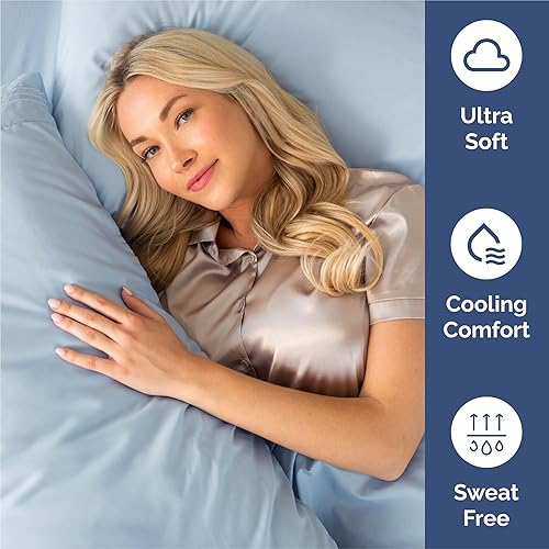 Miniatura 4 de Juego de sábanas de 4 piezas tamaño King, cómodo, transpirable y refrescante, ropa de cama de lujo de hotel para mujeres, hombres, niños y