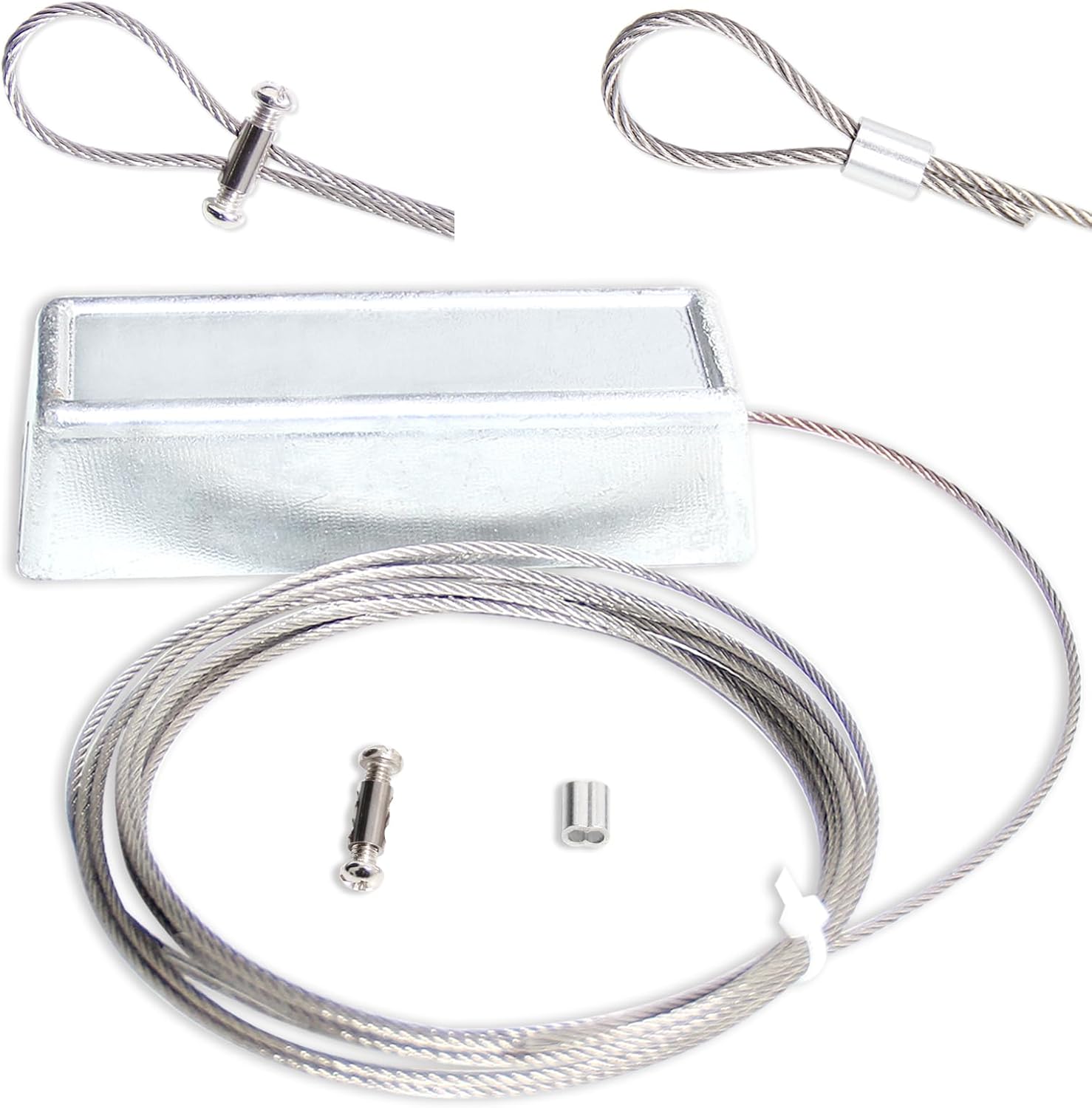 2.2 lb Zinc Sacrificial Anode for Boat Lift Systems and Saltwater Pool, 10 ft 316 Stainless Steel Cable, Hanging Protection Zinc Anode for Dock, Including Crimps for Easy Installation