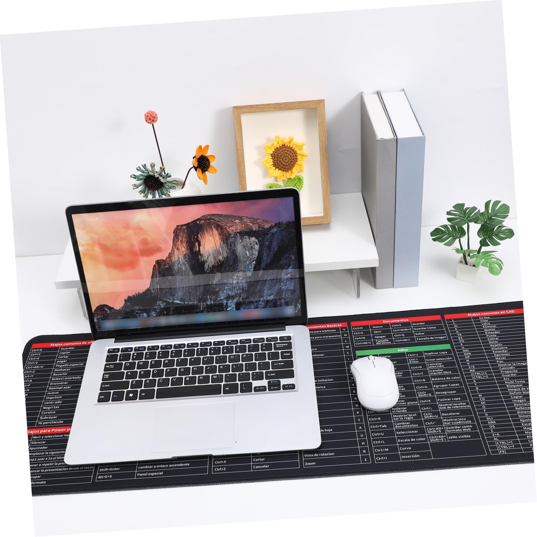 TOPBATHY Tappetino Mouse Scorciatoie Excel in Spagnolo Fondo Antiscivolo in Gomma Design Spesso Per Comfort Per Uso Domestico e Bar Grande Formato