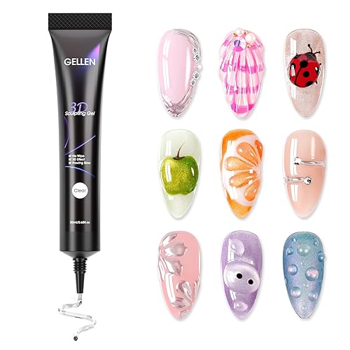 GELLEN Gel de escultura 3D transparente para arte de uñas, gel de uñas 3D sólido para tallar, moldear arte de uñas de gel 3D, fácil para línea de
