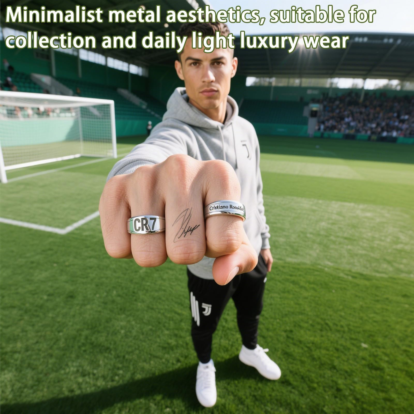 Scinzene Juego de accesorios de fútbol – Anillo CR 7, collar y pulsera para aficionados – Joyas deportivas para jugadores y colgantes
