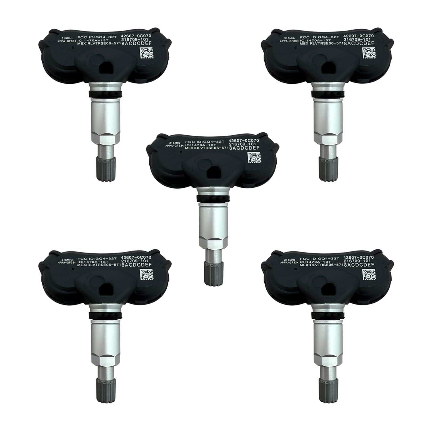 5Pcs TPMS Sensors for Toyota Sienna 2006-2020, Sequoia 2006-2017, Tundra 2006-2017, 315MHz Pre-Programmed Tire Pressure Monitor Sensor Replace OE# 426070C070 529333X200 4260708010