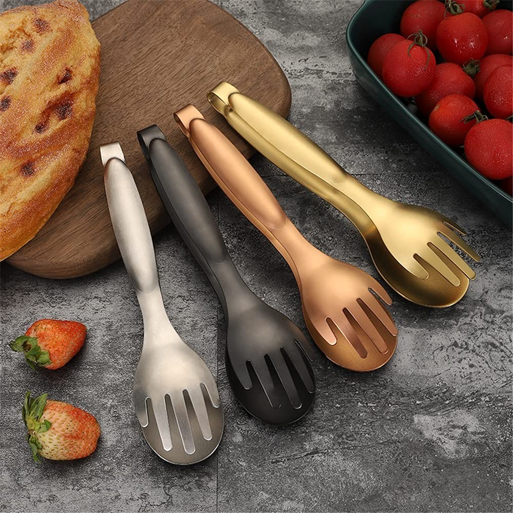 Pinzas de Cocina, 1 Pieza, Pinzas de Comida de Acero Inoxidable, Pinzas para Servir Carne, Ensalada, Pan, para Barbacoa, Accesorios de Cocina, Clip para Barbacoa (Dorado)