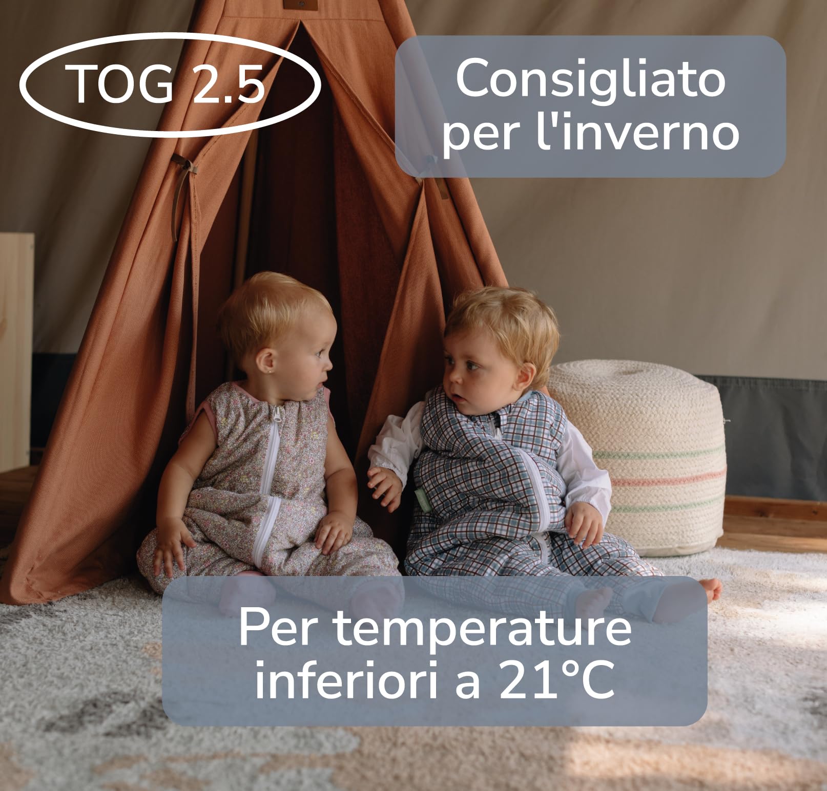 molis&co - Sacco Nanna con piedini - Sacco nanna invernale per Bambini - Sacchi Nanna 2.5 tog con piedini - 100% Cotone (Oeko-TEX 100) - Merlot Check (1 anni)