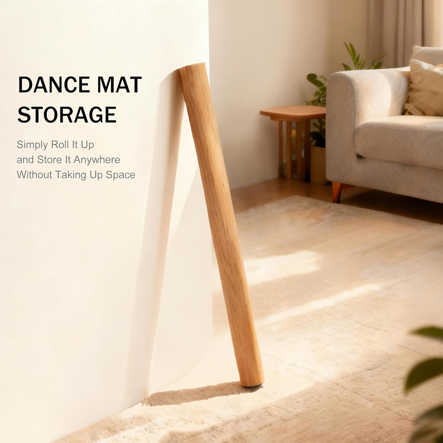 Portable Gsmmatwin Dance Floor Mat, Grey or Wood-Patterned, 3.3 x 5.9ft Durable Non-Slip PVC, 5mm Exercise Flooring, Suitable for Kids, Teens & Adults, Great for Home, Studio, or Practice