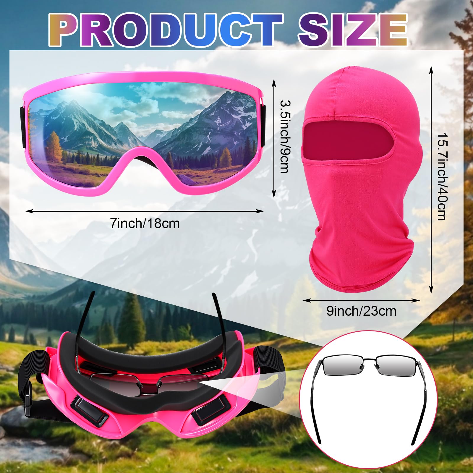 Chicingyou Confezione da 2 occhiali da sci con 2 maschere, per moto, sci, dirt bike, ATV, motocross, equitazione, maschera integrale