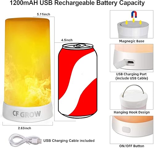 Miniatura 2 de Luz LED con efecto de llama, recargable por USB, lámpara de mesa de llama para exteriores, impermeable, regulable, 4 modos, linterna con efecto de