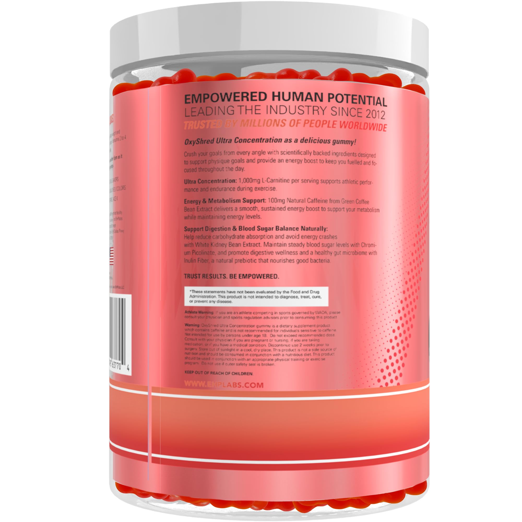 EHP Labs OxyShred Pre Workout Energy Gummies, Strawberry, 60 Servings — Amazon image 9