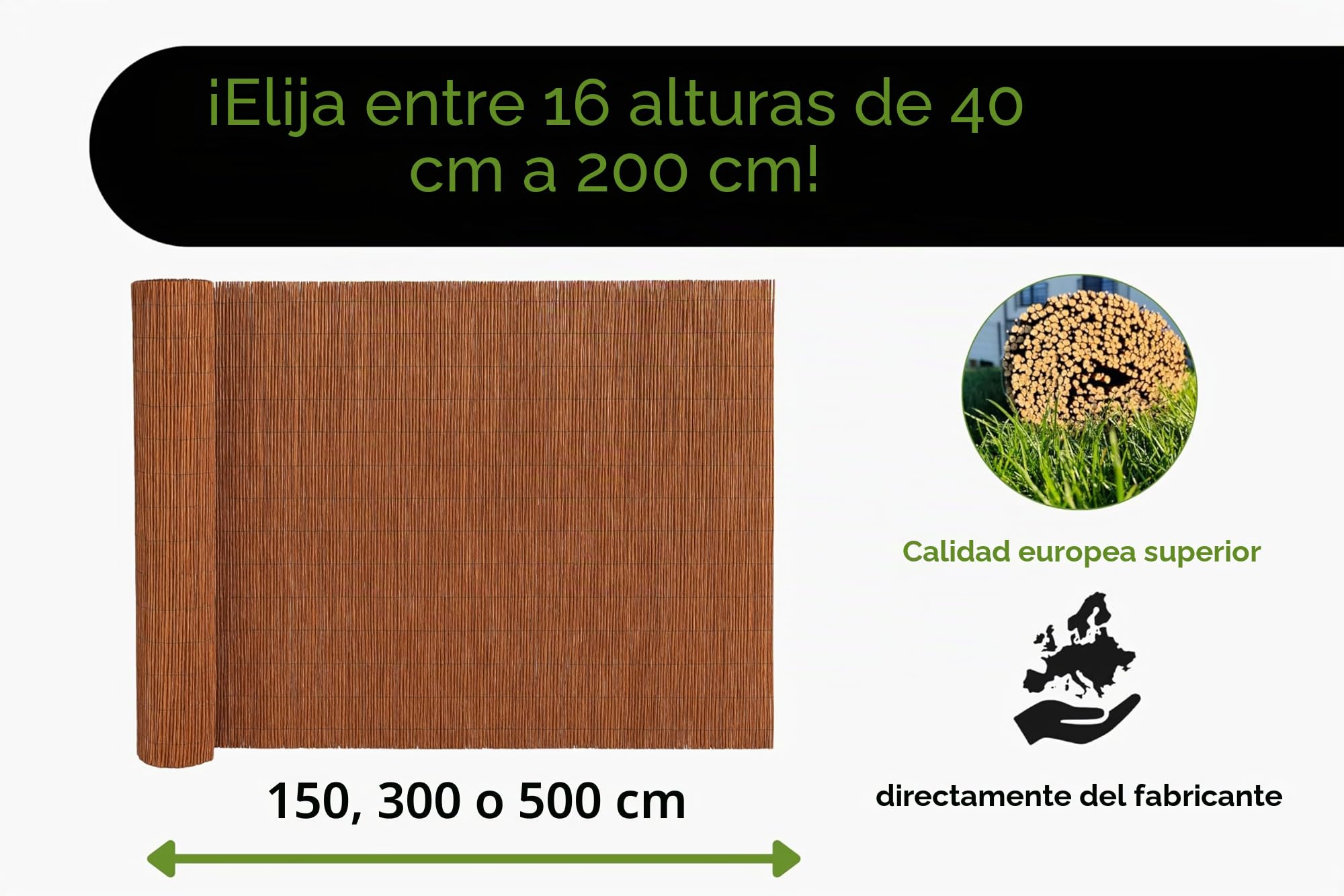 Valla de mimbre Natural 50 x 300 cm - Estera de Mimbre - Cañizo Jardin Ocultacion - Valla Ocultacion Jardin Exterior - Malla Para Balcon y Terraza