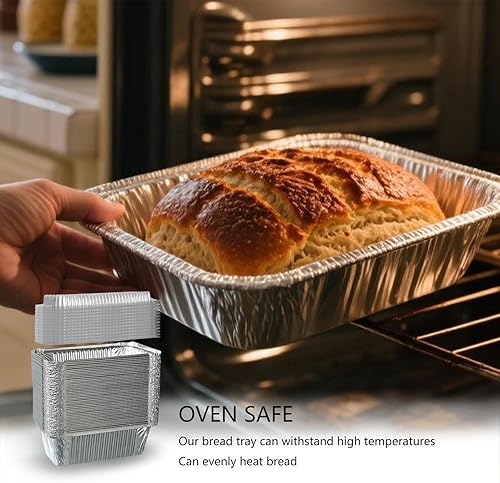 Miniatura 5 de Paquete de 50 moldes desechables de papel de aluminio de 1 libra, moldes para hornear con 50 tapas