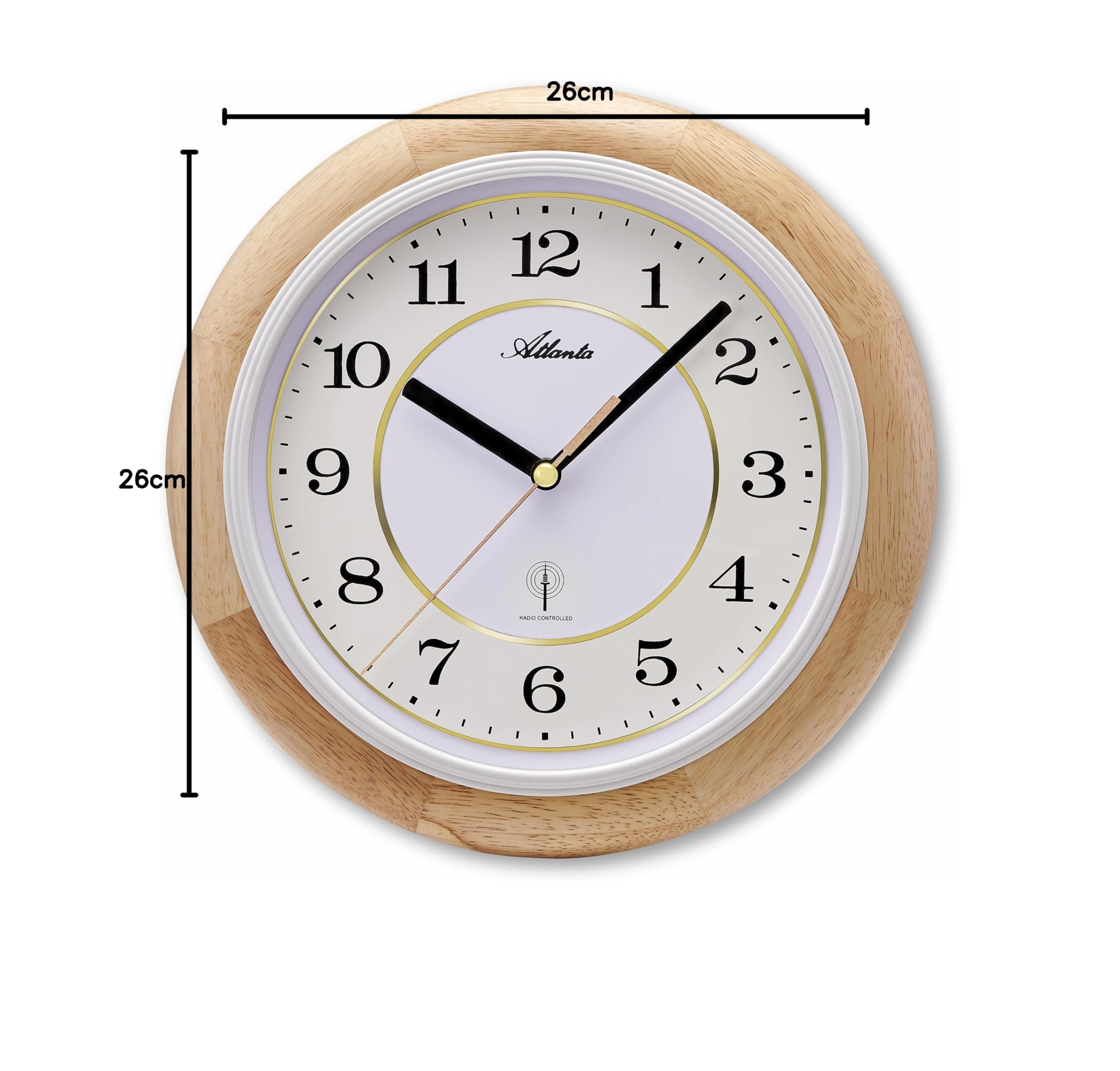 Pendule murale ronde radio-pilotée en bois bleu