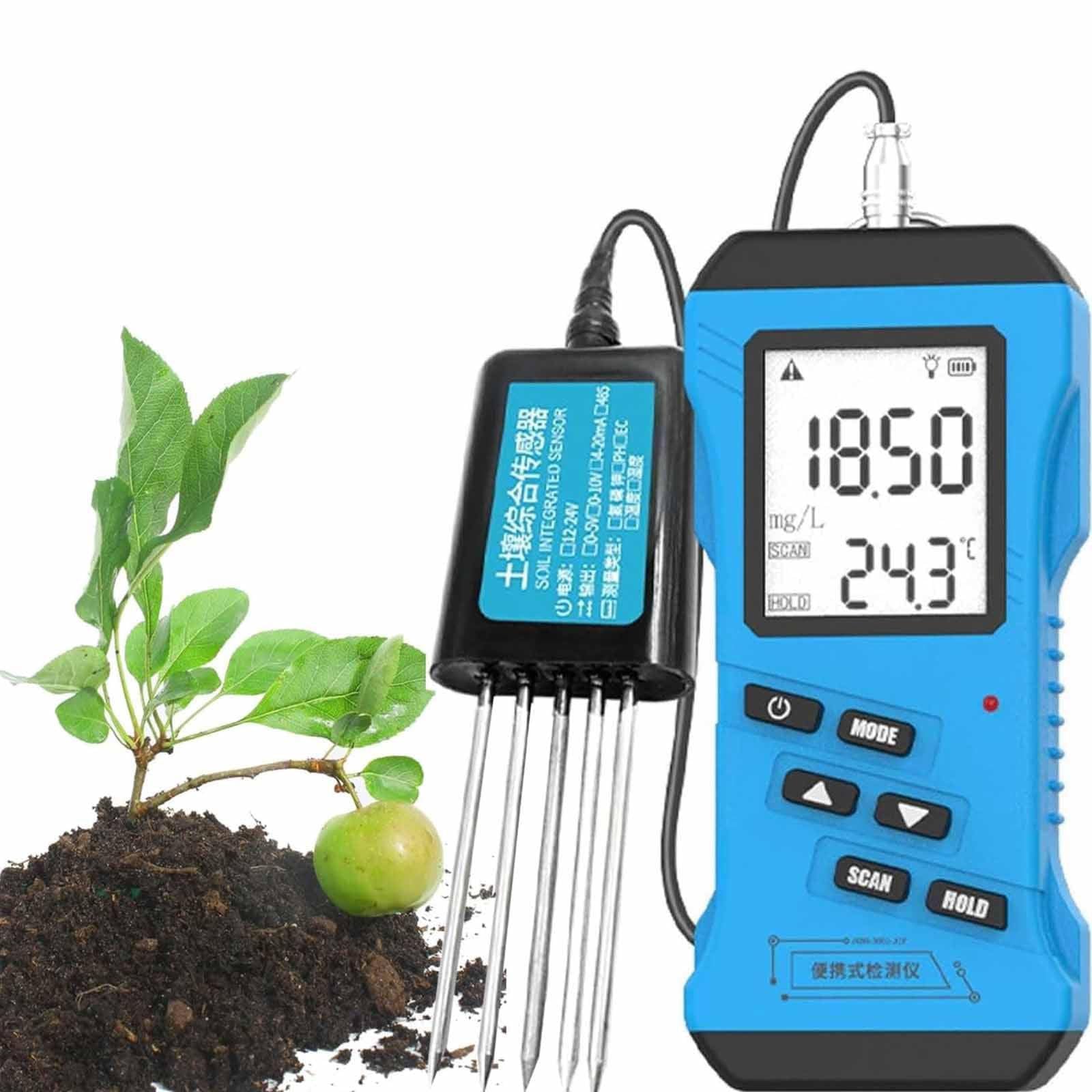 COYEUX Analizador de Suelo 7 en 1, analizador de nitrógeno, fósforo y potasio (NPK), pH, Humedad, Temperatura, conductividad de nutrientes, medidor EC, Prueba de fertilidad del Suelo