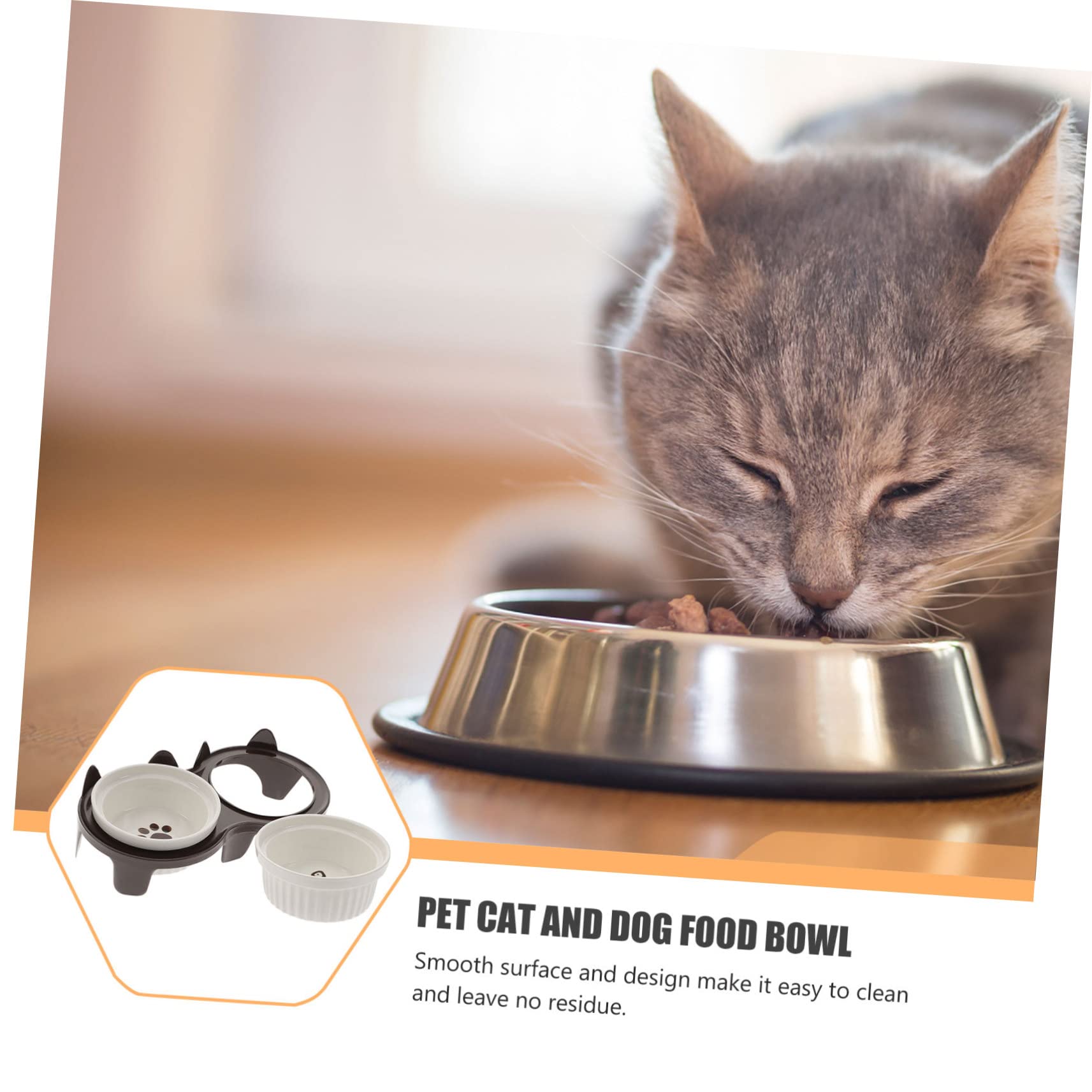 Toyvian Gamelle pour Chat Céramique Double Gamelle de Sol Accessoire pour Animaux de Compagnie Facile à Nettoyer