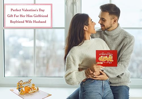 Miniatura 3 de FLYAB Tarjeta desplegable para el día de San Valentín para ella, él, dulce amor, tarjeta de San Valentín, tarjeta romántica de aniversario