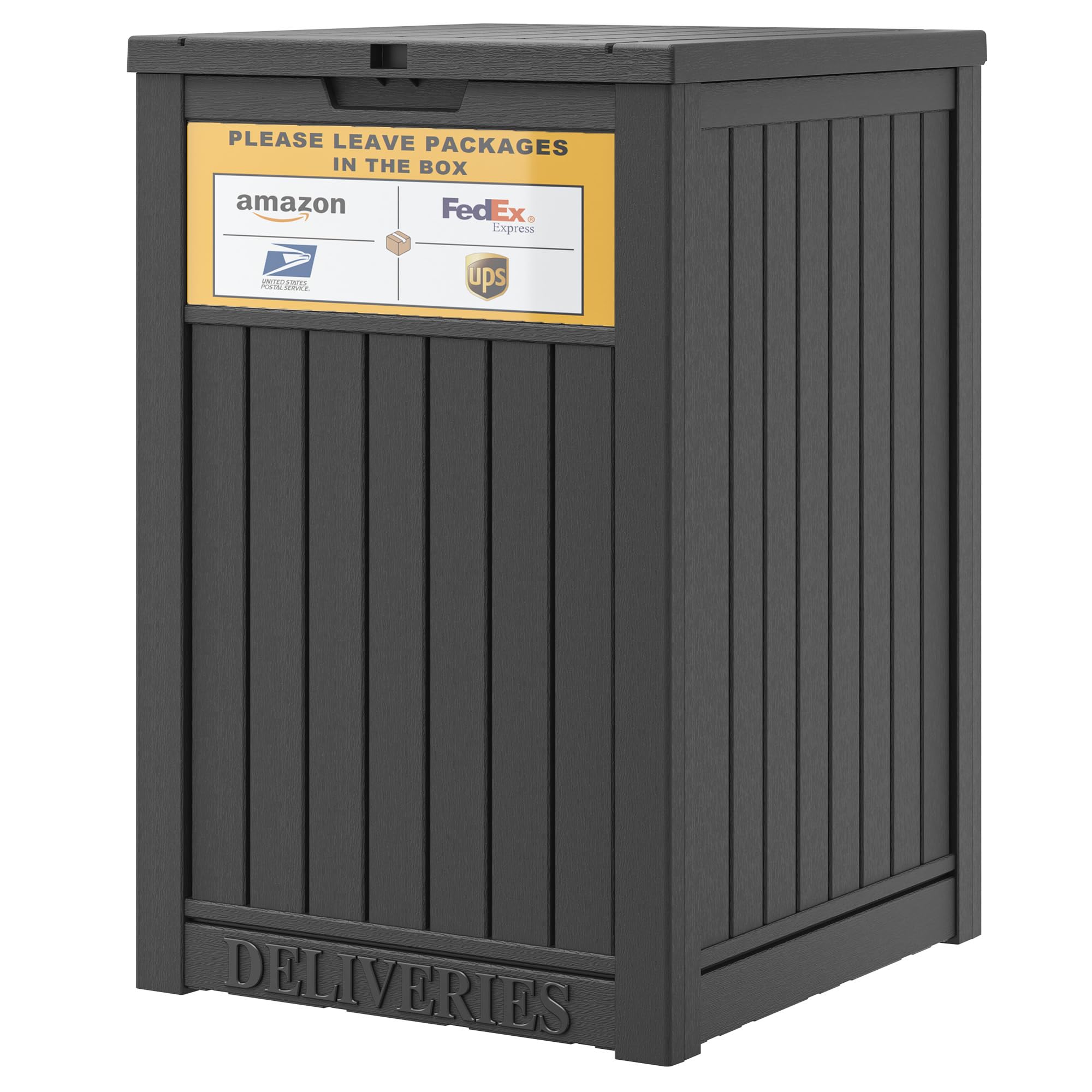 Package Delivery Box for Outside with Sign, 48 Gallon Storage with Lockable Secure, Large Double Wall Resin Outdoor Package Delivery Waterproof