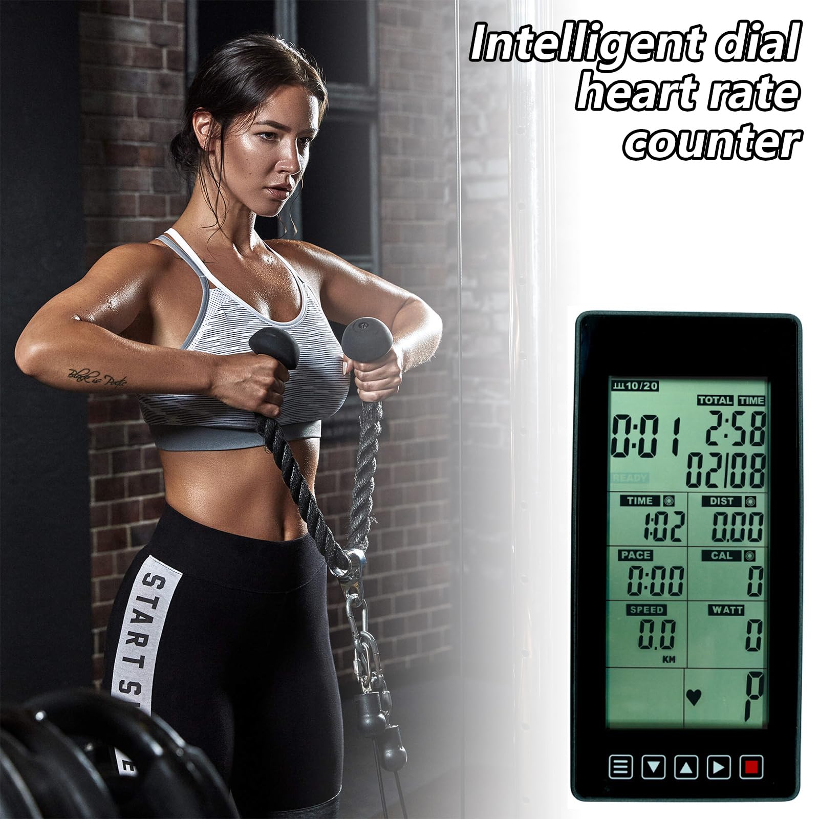 Monitor da Ciclismo Indoor con monitoraggio delle Calorie, frequenza cardiaca, velocità, dei progressi Allenamento per Cyclette e Attrezzature da Palestra