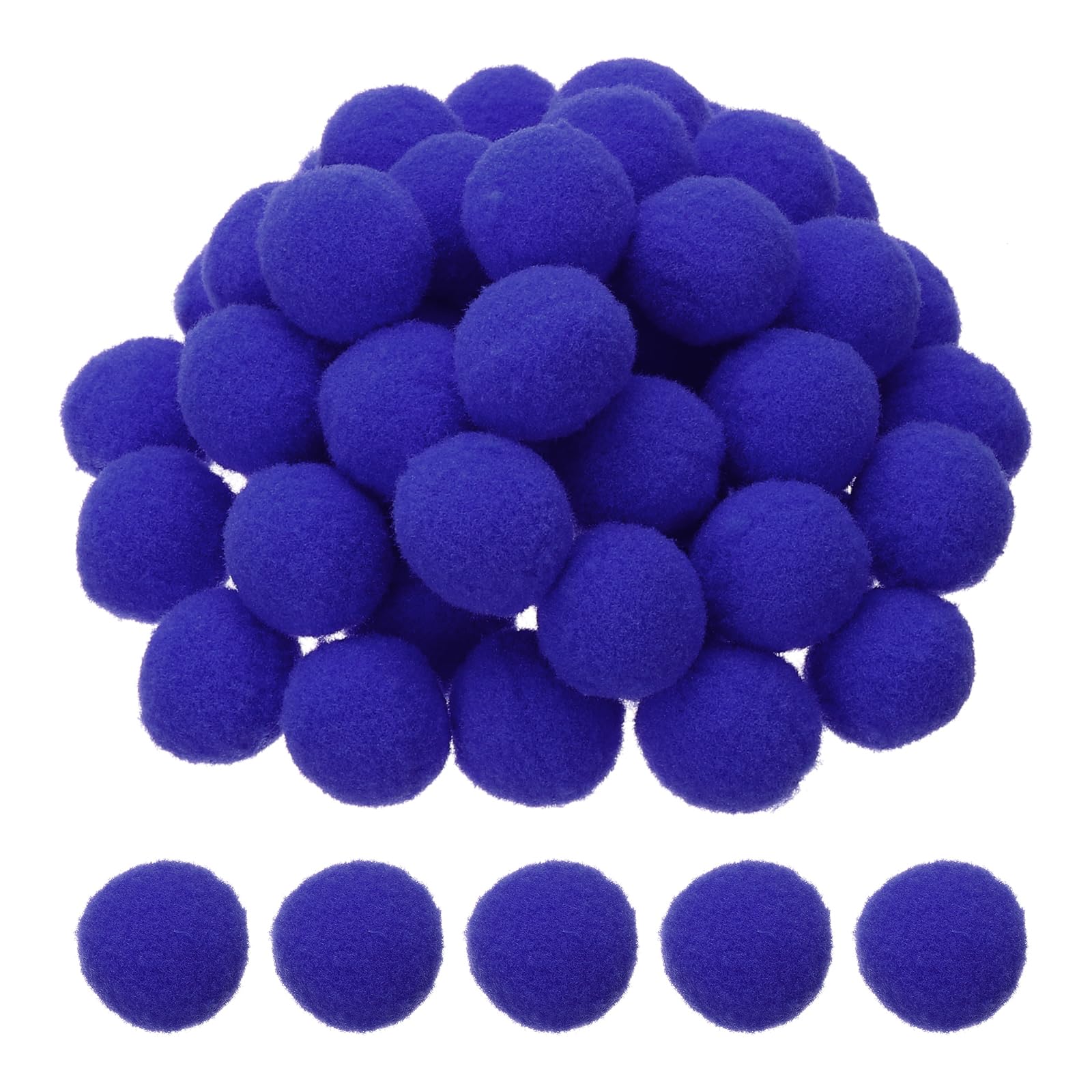 PATIKIL 500 Pièces Pompons Loisirs Creatifs, 2.5cm Diamètre Pompoms Artisanales Rondes Petits en Polyester, Boules Pelucheuses en Haute Élasticité pour Guirlandes, Franges, Bleu Roi