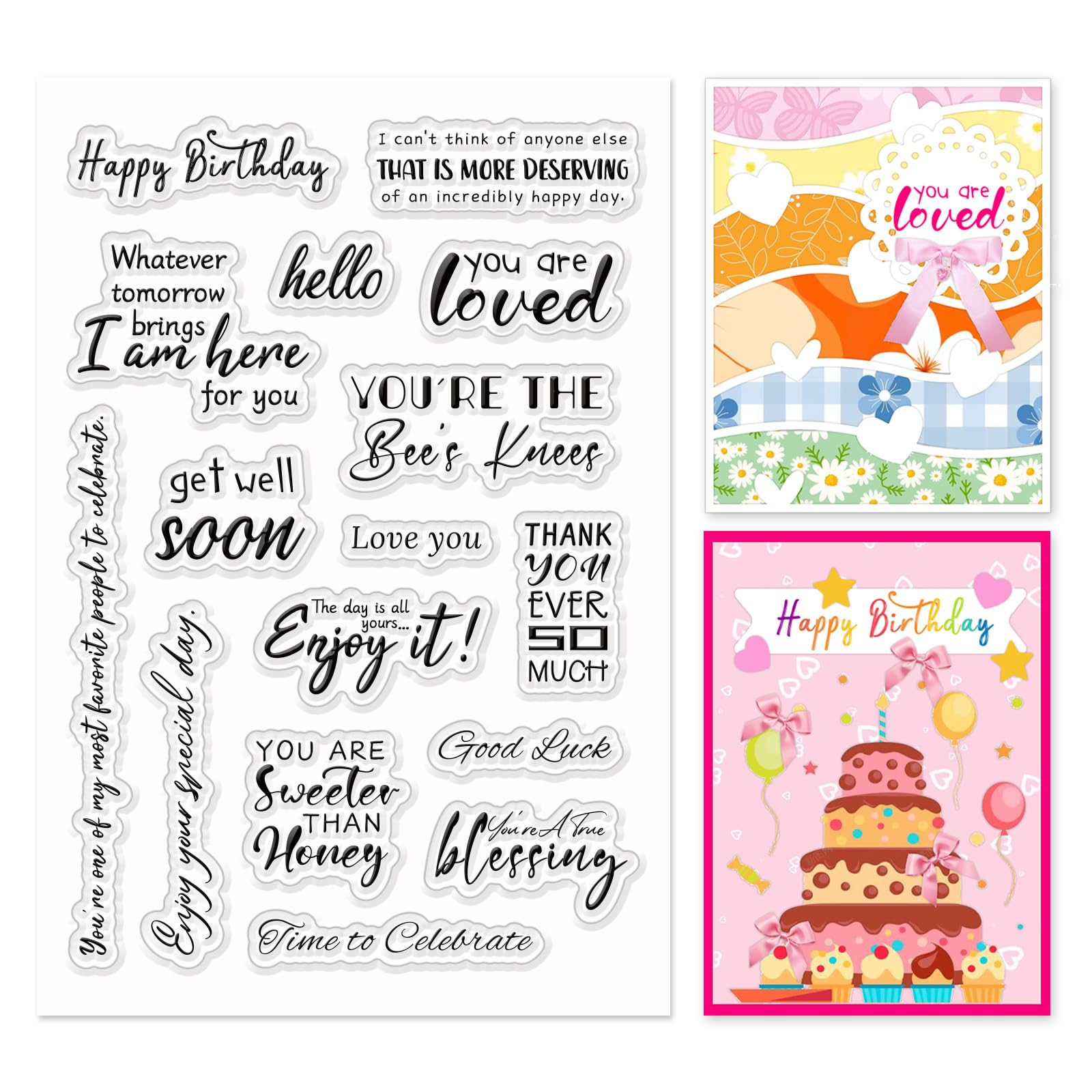 First Class Stamps INFUNLY 27PCS Blessing Words Clear Stamp Set ...