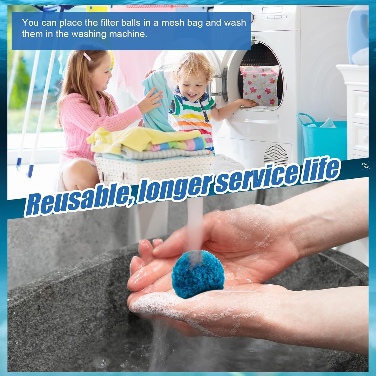 4 Lbs Pool Filter Balls, Pool Sand Filter Balls Blue Sand Filter Balls Reusable Pool Filter Media Balls for Swimming Pool Sand Filter Systems (Equal to 150 Lbs Pool Filter Sand)