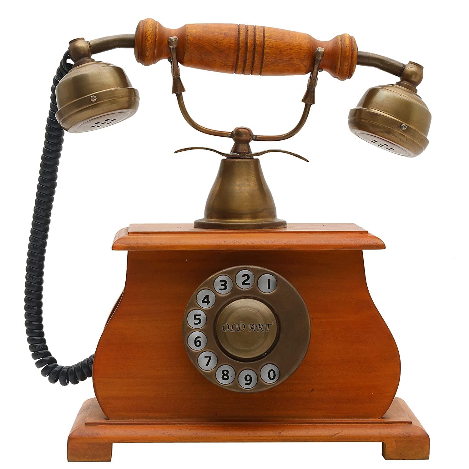 Decor Antique Wooden and Brass landline Working Telephone-image-36