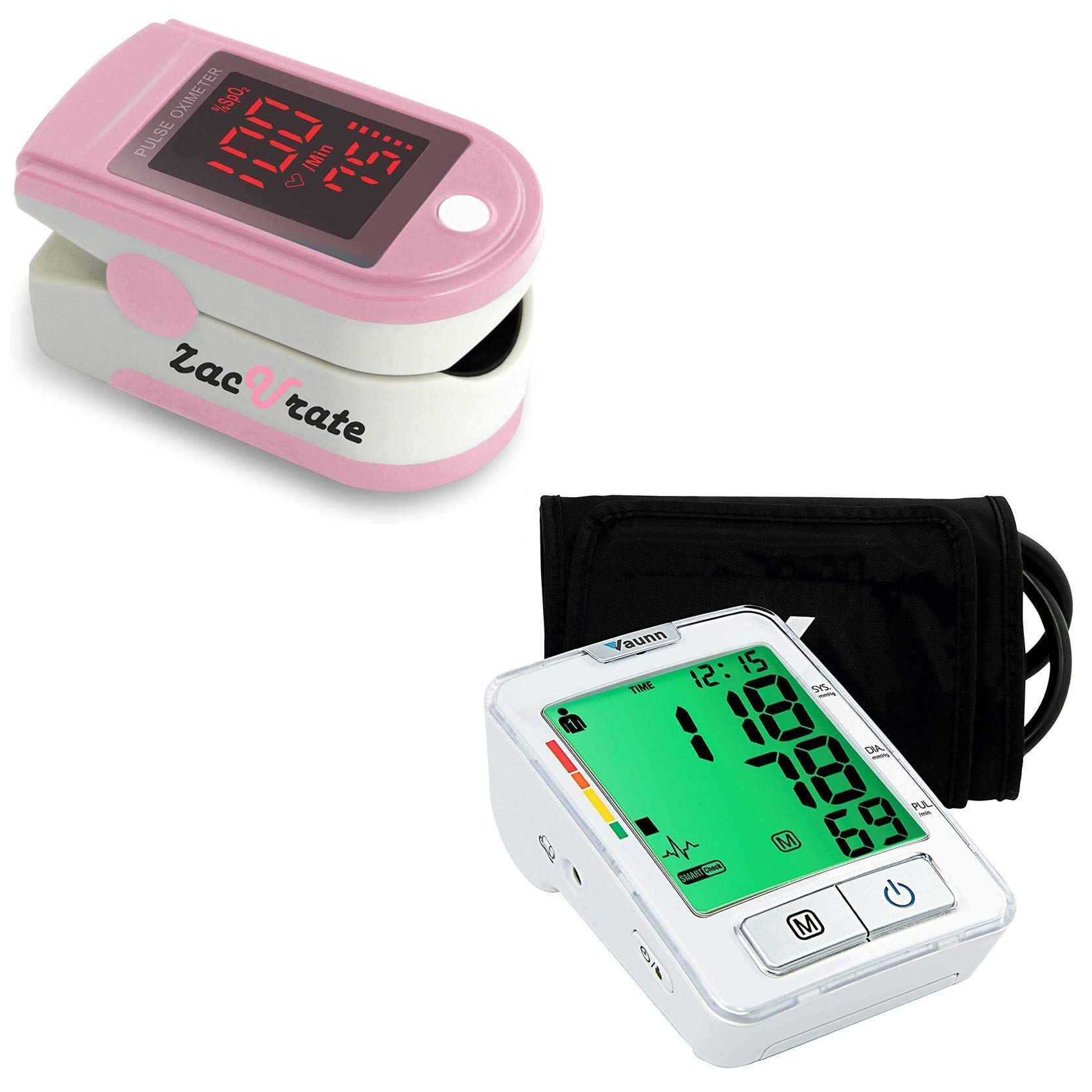 Buy Zacurate Pro Series 500DL Fingertip Pulse Oximeter and Vaunn Blood Pressure Monitor Machine