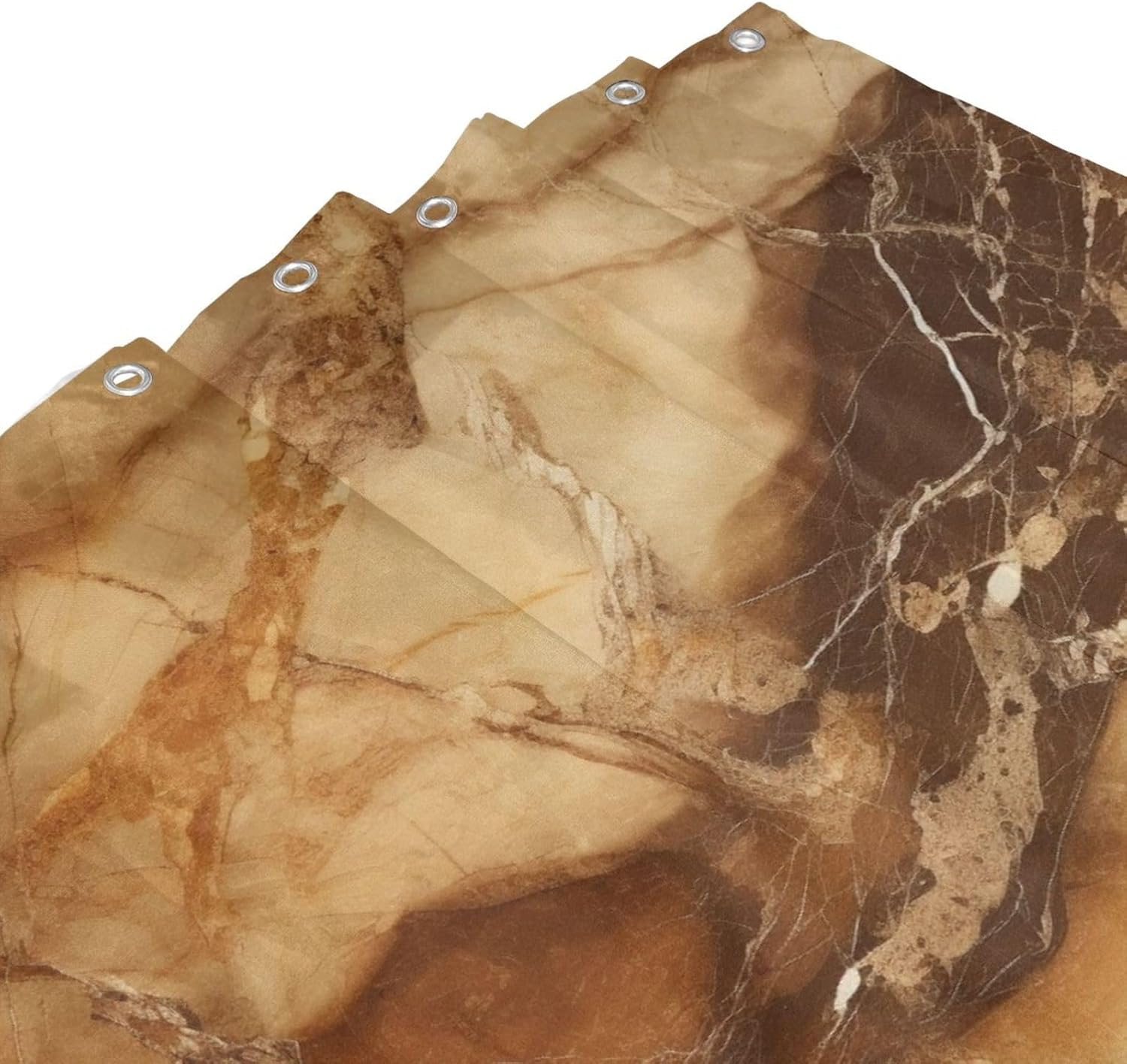 Brown Shower Curtain, White Abstract Natural Marble Boho Shower Curtain Set, Luxury Texture Farmhouse Fabric Bathroom Curtains with 12 Hooks 72x72in YLADW945