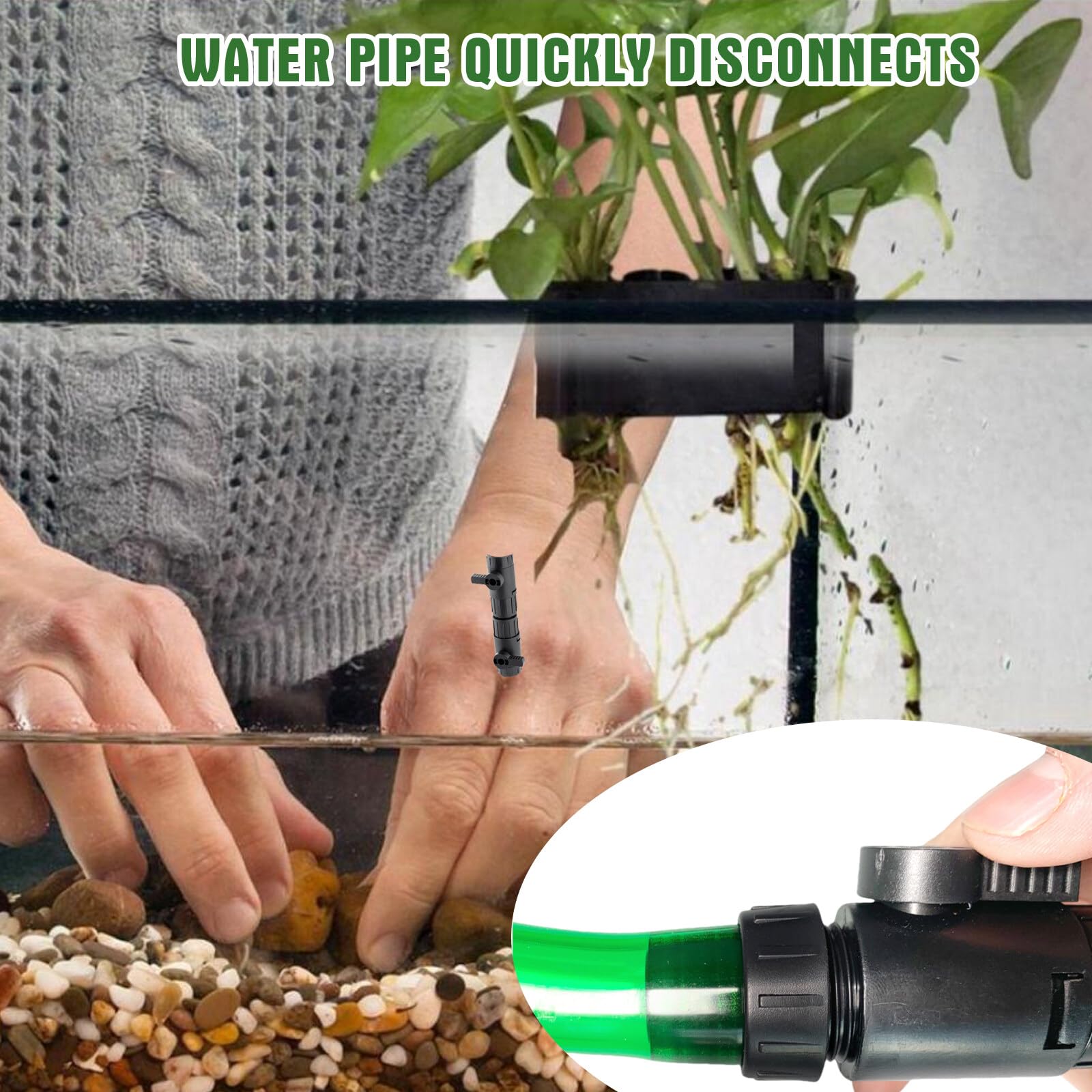 Aicharynic - Válvula de control de flujo de agua (2 unidades, 12 mm a 16 mm), color negro