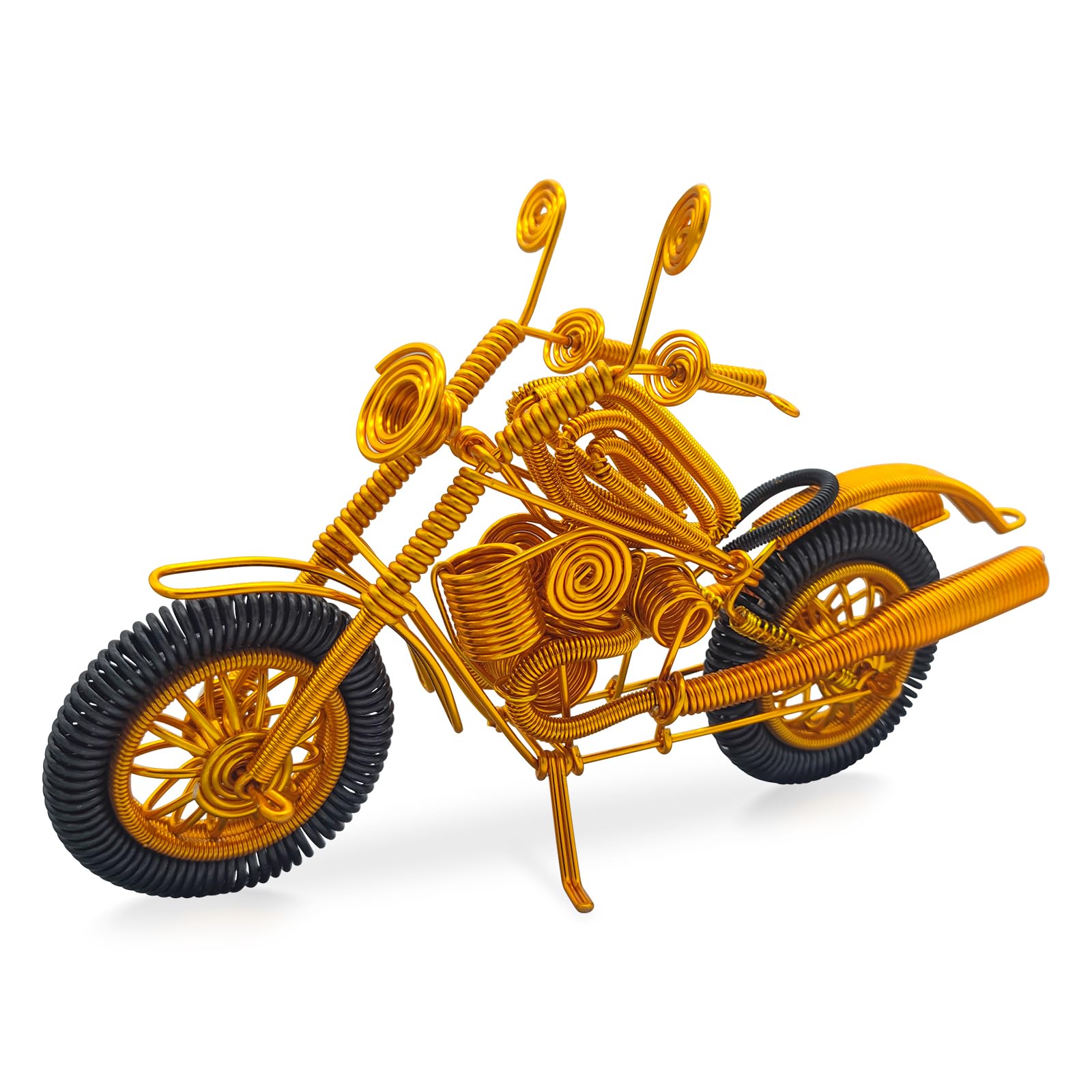 BOOSDEN Handmade Motorcycle Model, Handcrafted Aluminum Wire Motorcycle Sculpture, Motorcycle Ornament, Motorcycle Decor Art for Home Office Desk Decor, Motorcycle Collectible Gifts for Men, Gold