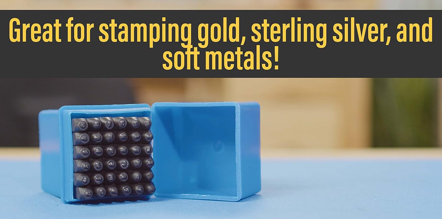 1.5 MM 1/16" 36 Piece Steel Alphabet/Letter and Number Stamp Set Metal Marking Stamping Jewelry Tool