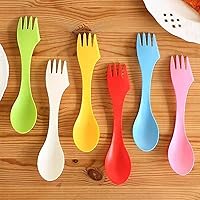 Vista 4 de Paquete de 10 tenedores de camping, 3 en 1, cuchara de viaje, tenedor de cuchara de viaje, 7 pulgadas, espátulas de plástico duradero ecológico