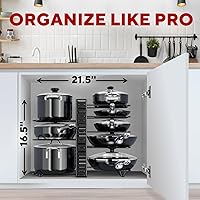 Vista 3 de Pots and Pans Organizer Under Cabinet - 8-Tier Adjustable Pan Organizer Rack for Cabinet - Heavy-Duty Pot & Pan Organizer - Perfect to Store Pots