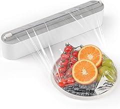 Aluminium Foil and Film Dispenser – Magnetic Refillable Plastic Foil and Fim Organizer for Kitchen, Transparent Film Cutter – Includes 1 x 50 Metres Film, White