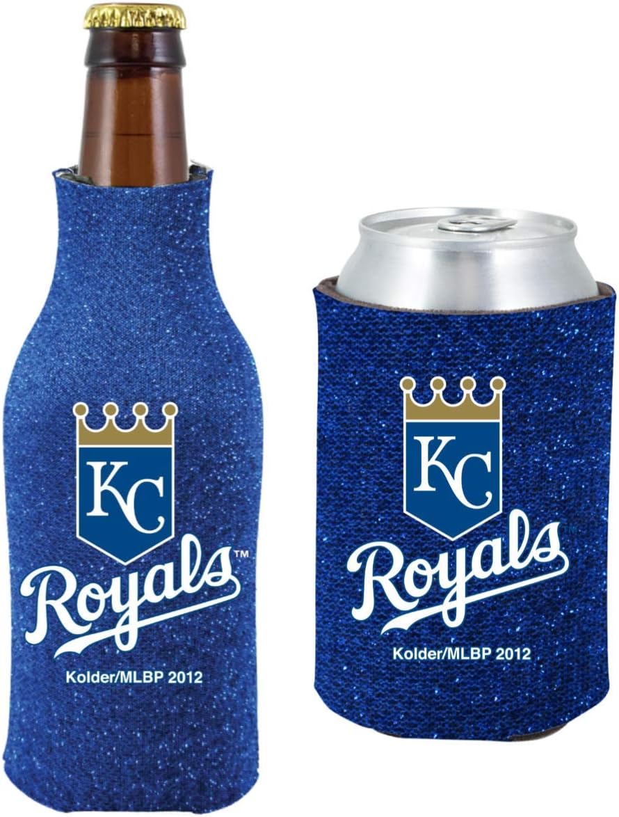 MLB Baseball Team Logo Womens Glitter Bottle & Can Cooler Set 12oz Neoprene Beverage Drink Holder Sleeve