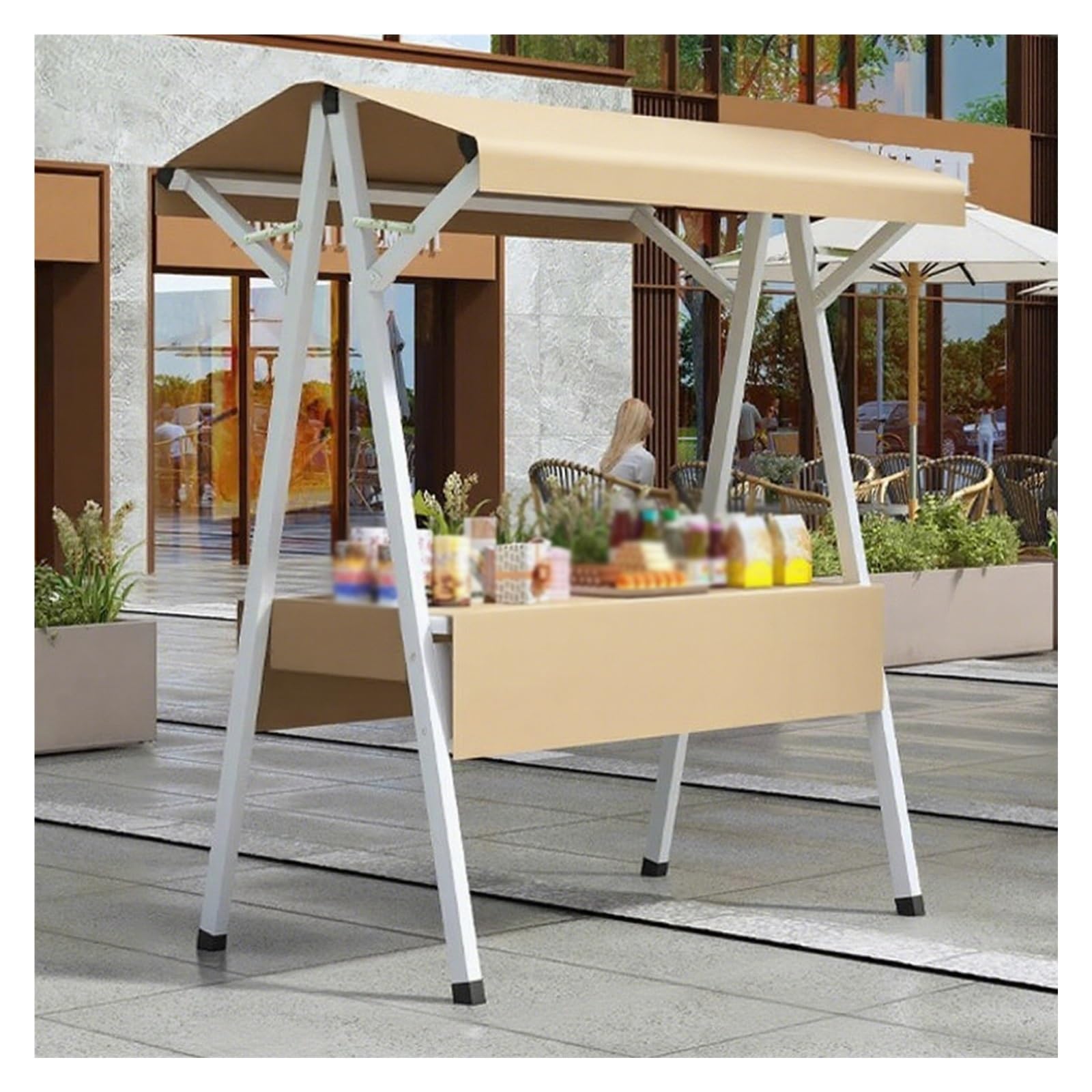 Portable Market ll Rack – Carrello per mercati notturni e fiere, espositore per fiori per centri commerciali, marrone chiaro, 190 cm / 74.8in