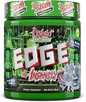 Strongest High Stim Preworkout Powder - Edge of Insanity - Most Intense Pre Workout Supplement for Pumps, Strength, Energy and Feel Good Focus. Rivals Famous PWOs of The Past
