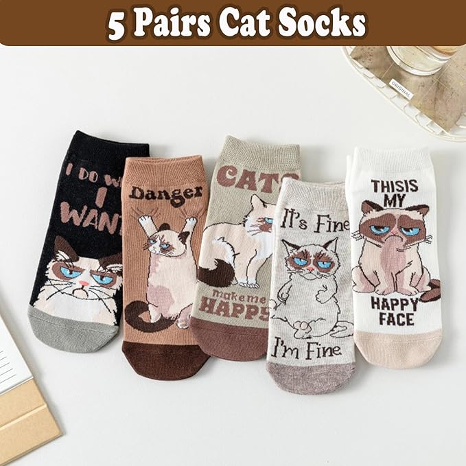 Calcetines divertidos de animales para mujer, 5 pares miniatura 5