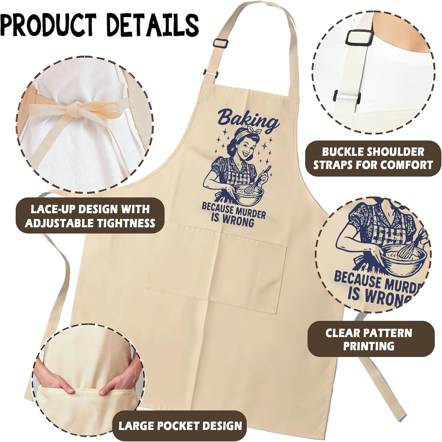 Funny Aprons for Women - Baking Gift for Women, Mothers Day Christmas Birthday Gifts, Perfect for Cooking, Bartending - Image 2